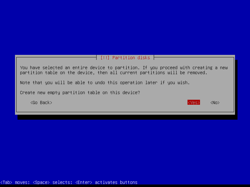 Empty partition table
