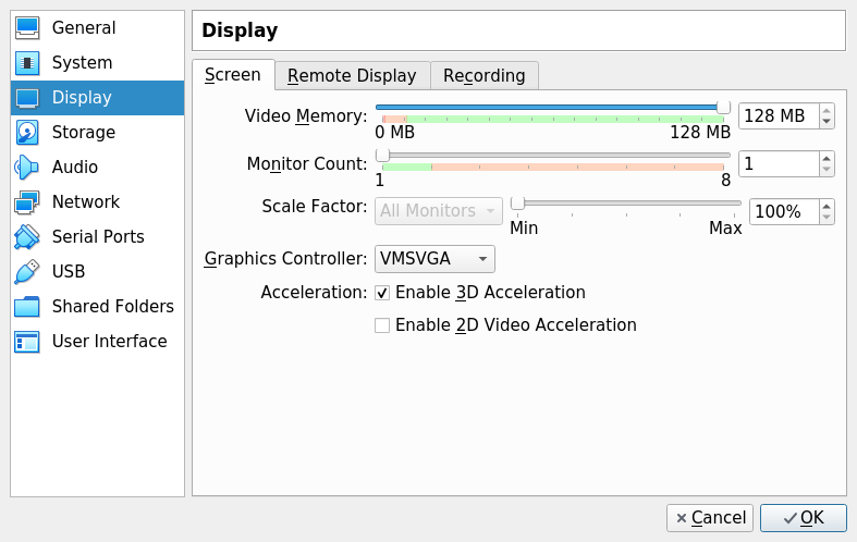 Display settings